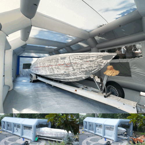 front views of 44x20x13ft inflatable paint booth