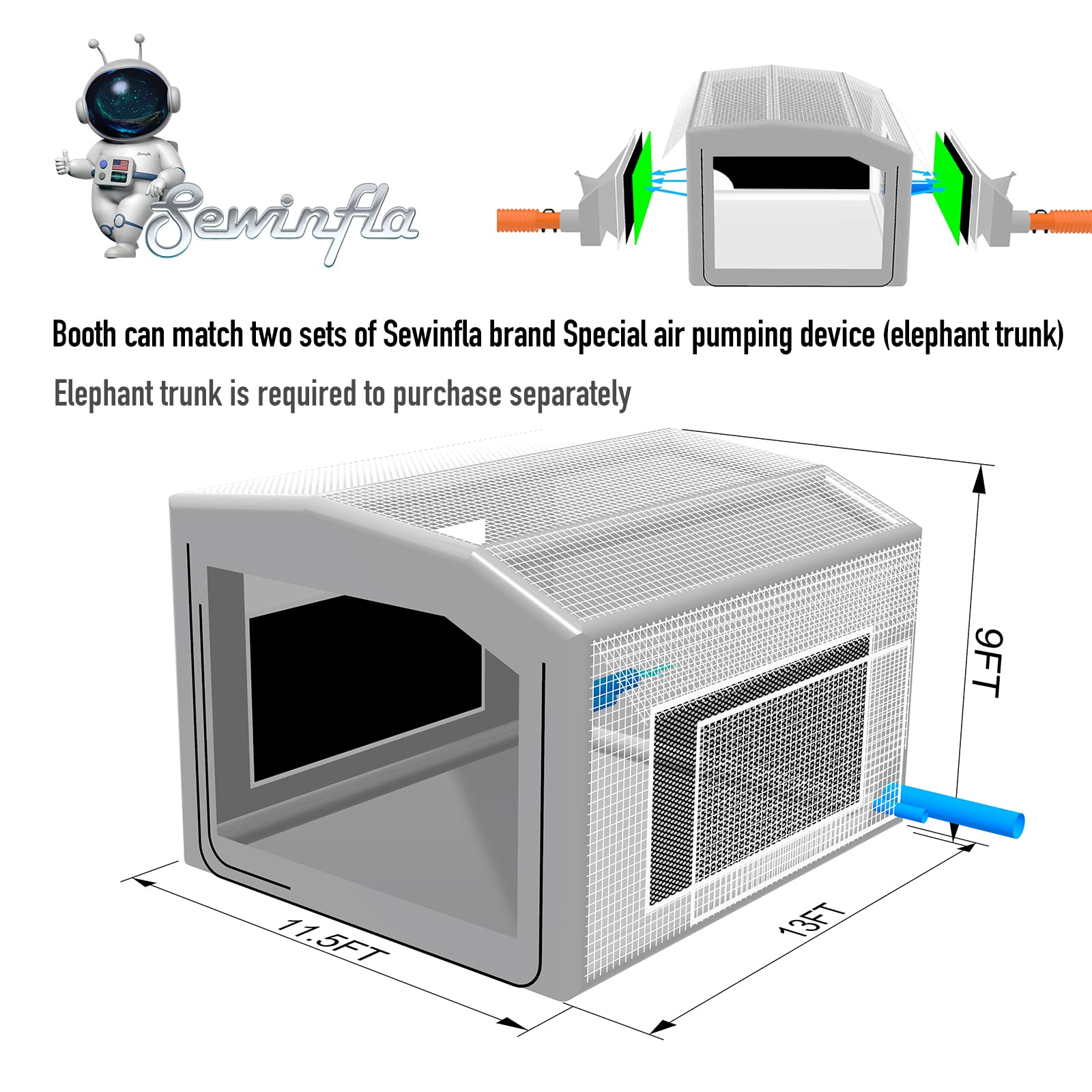 match pumping device of 13x11.5x10Ft airtight paint booth