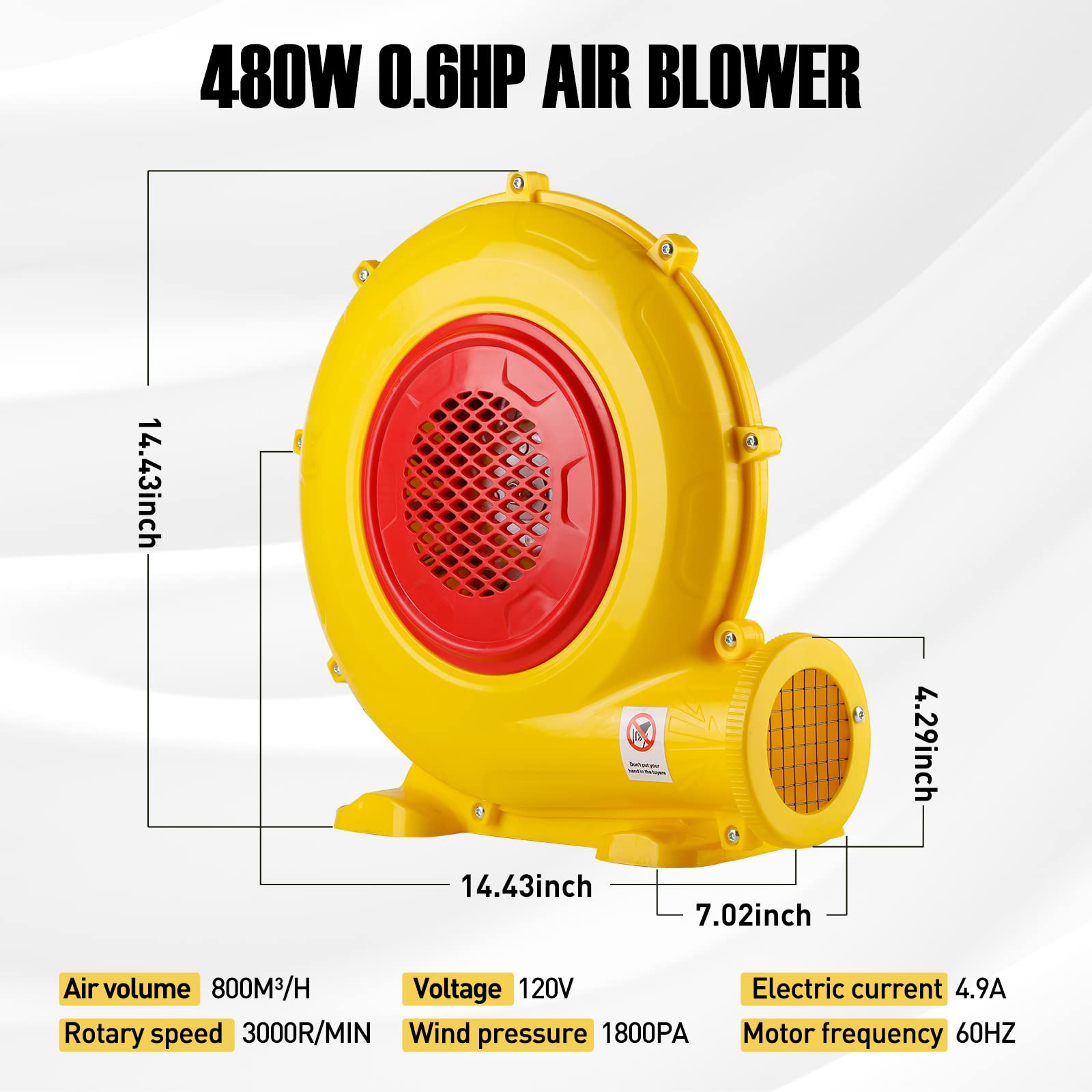 750w blower detailed dimension