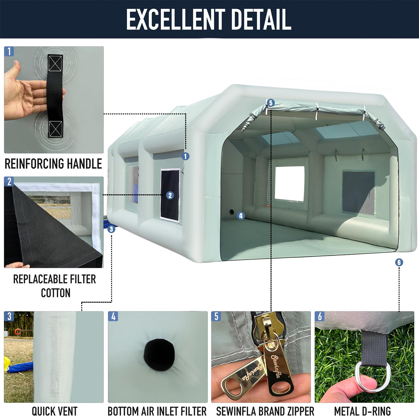 DIY-Grade Spray Booth 26x15x10Ft Portable Inflatable Paint Booth with 2 Blower for Cars - Image 3