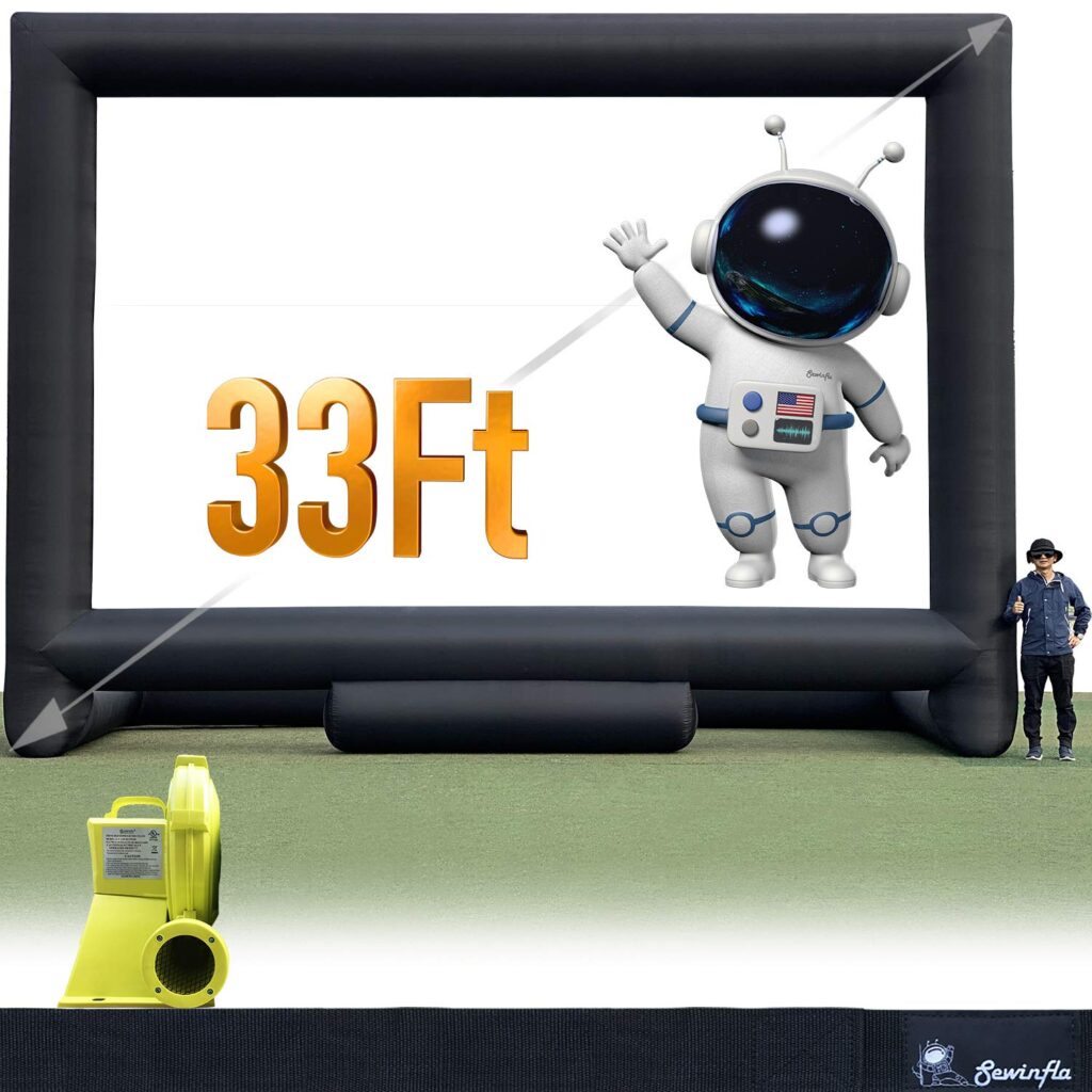 33Ft Outdoor Inflatable Movie Projector Screen with Blower Supports Front and Rear Projection - Sewinfla Official Onl...