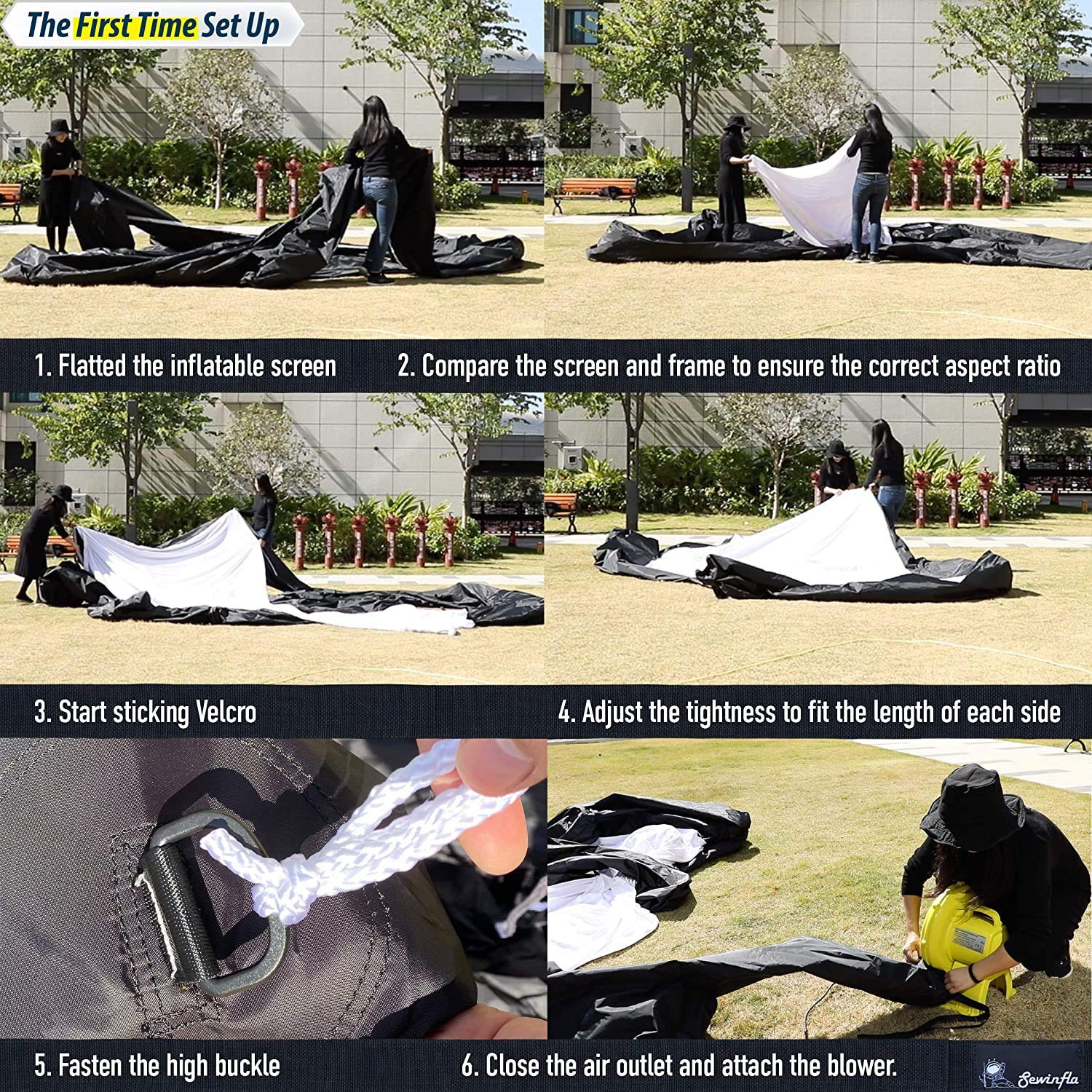 33Ft Outdoor Inflatable Movie Projector Screen with Blower Supports Front and Rear Projection - Image 7