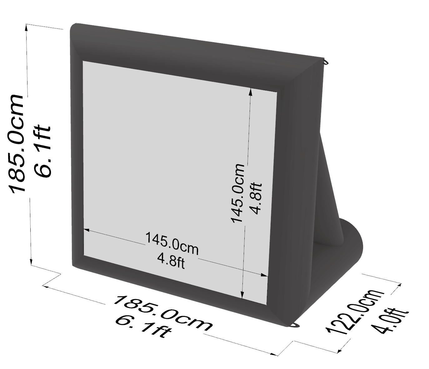 Inflatable Photo Backdrop 6.1 x 6.1Ft - Black Inflatable Frame x2 and 10pcs Detachable Backdrop Cloth 57 x 57 inch